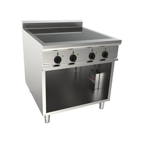 Cuisinière à induction 4 feux sur meuble ouvert 800x900x850mm